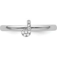 14K White Gold Stackable Diamond Initial J Ring - Rhodium Plated by 0