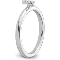 14K White Gold Stackable Diamond Initial J Ring - Rhodium Plated by 0