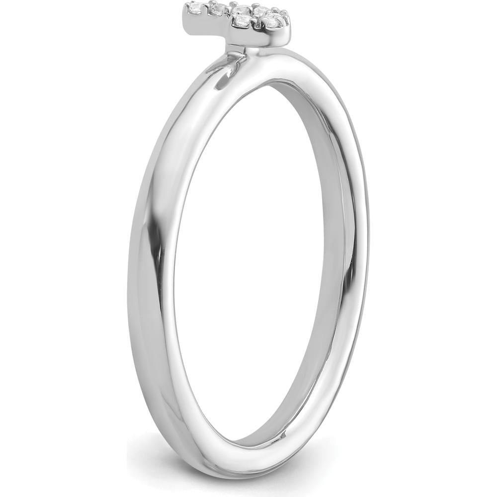 14K White Gold Stackable Diamond Initial J Ring - Rhodium Plated by 0