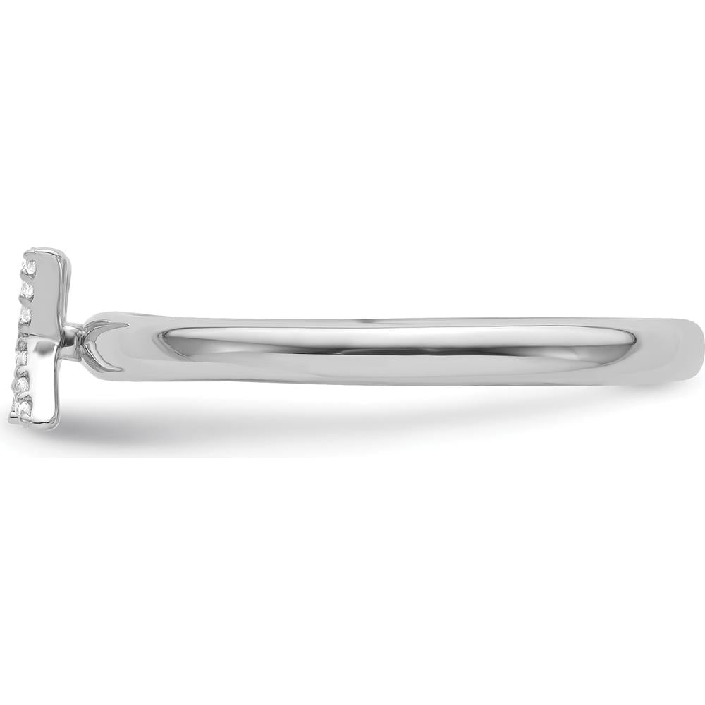 14K White Gold Stackable Diamond Initial K Ring with Prong Set Diamonds by 0