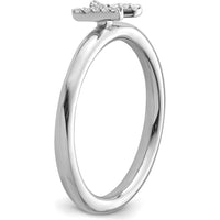 14K White Gold Stackable Diamond Initial K Ring with Prong Set Diamonds by 0