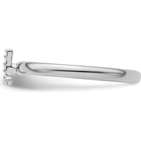 14K White Gold Stackable Diamond Initial "L" Ring - Elegant Design with Rhodium Plating by 0
