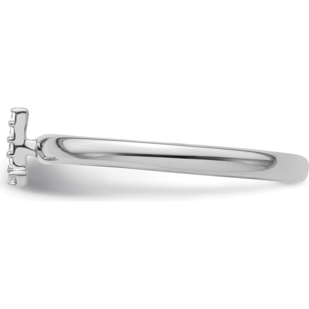 14K White Gold Stackable Diamond Initial "L" Ring - Elegant Design with Rhodium Plating by 0