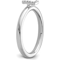 14K White Gold Stackable Diamond Initial "L" Ring - Elegant Design with Rhodium Plating by 0