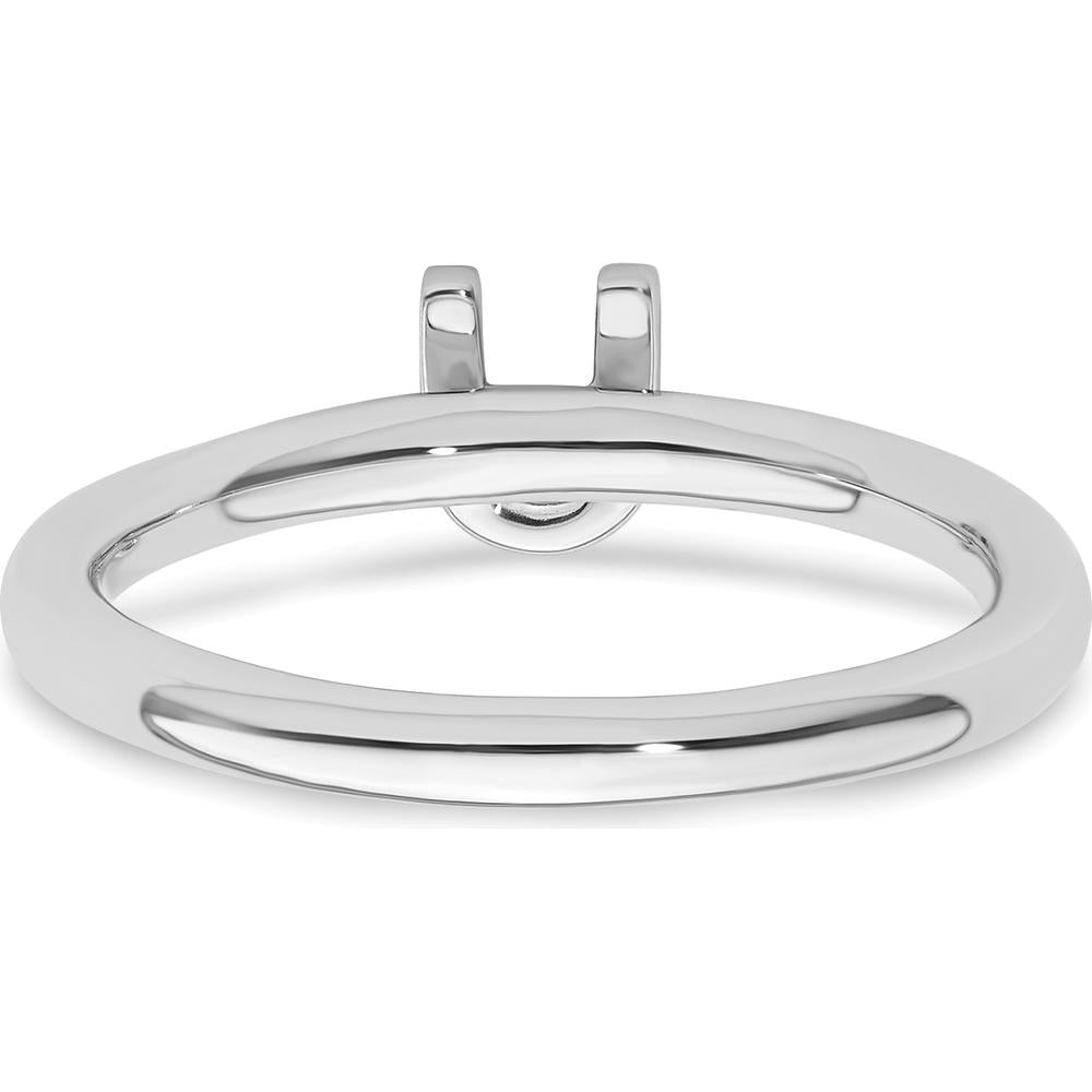 14K White Gold Stackable Diamond Initial U Ring with Pave Set Round Diamonds by 0