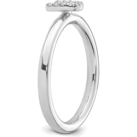 14K White Gold Stackable Diamond Initial U Ring with Pave Set Round Diamonds by 0