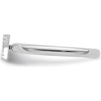 14K White Gold Stackable Diamond Initial X Ring with Prong Set Round Diamonds - Size 7 by 0