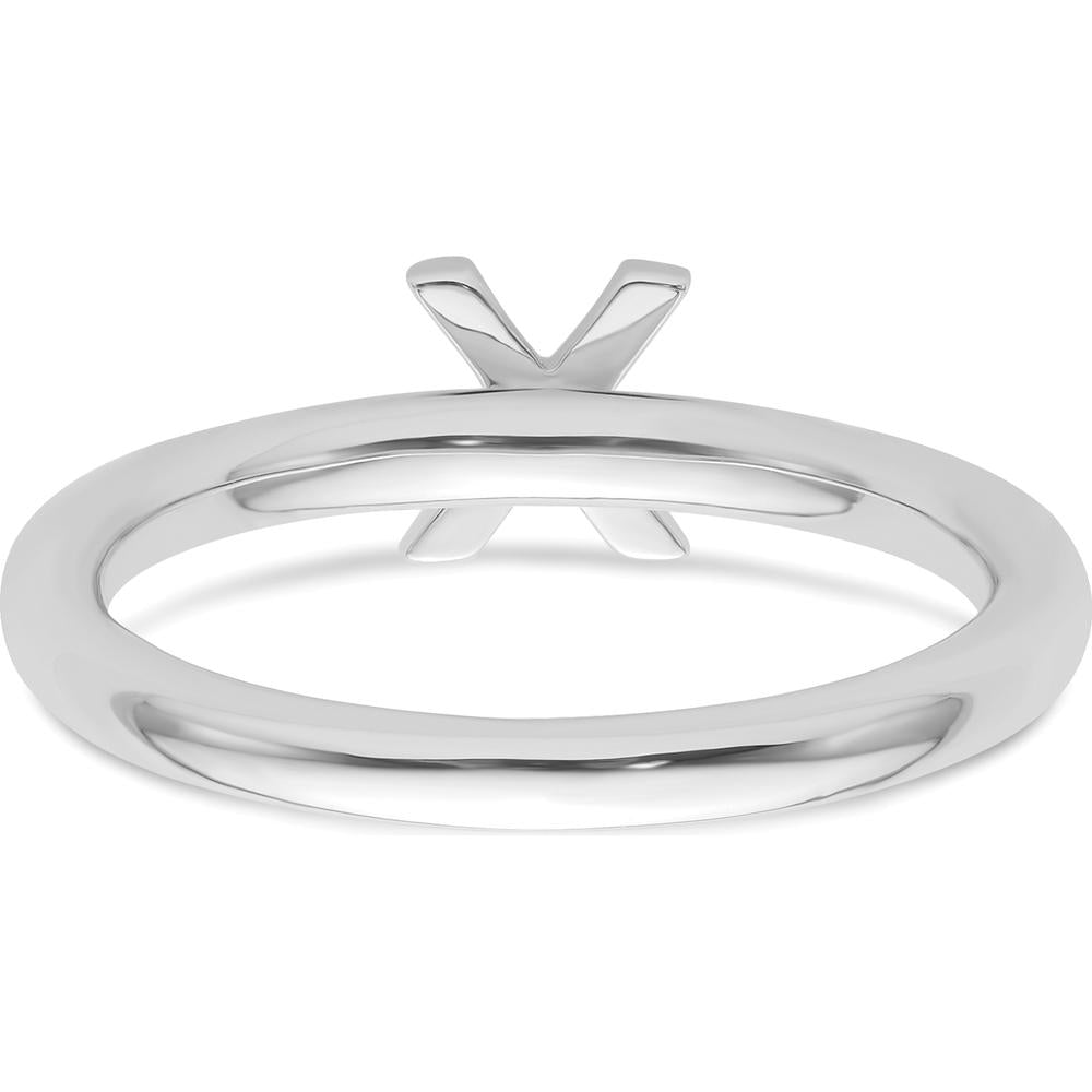 14K White Gold Stackable Diamond Initial X Ring with Prong Set Round Diamonds - Size 7 by 0