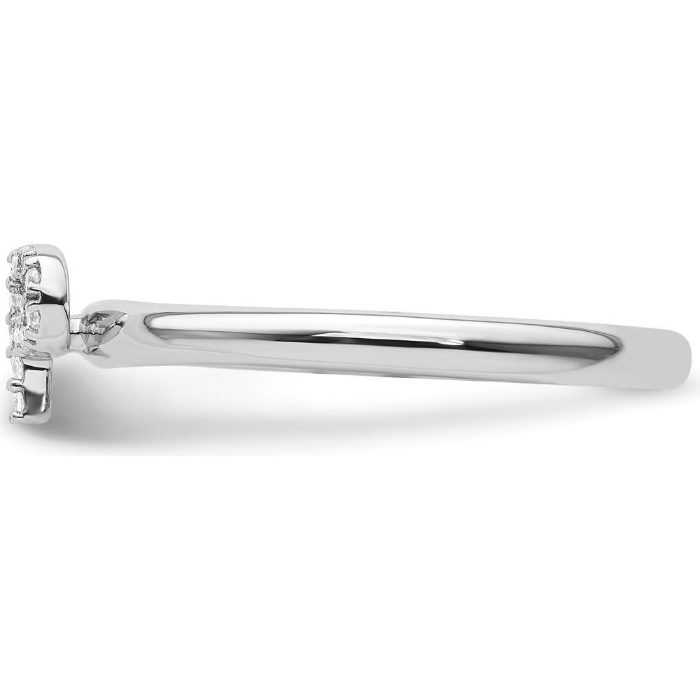 14K White Gold Stackable Pavé Diamond Initial P Ring with Rhodium Finish by 0