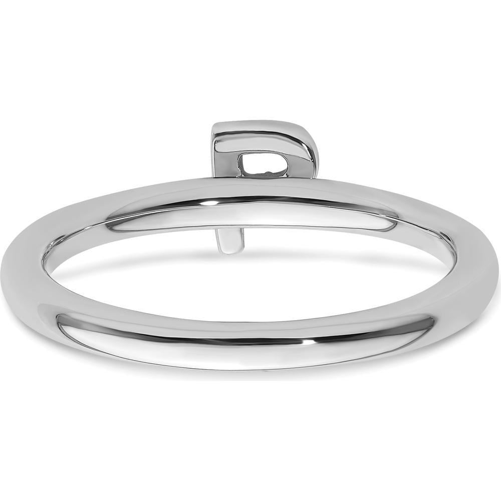 14K White Gold Stackable Pavé Diamond Initial P Ring with Rhodium Finish by 0