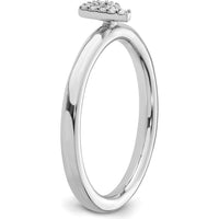 14K White Gold Stackable Pavé Diamond Initial P Ring with Rhodium Finish by 0