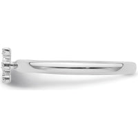 14K White Gold Stackable Ring with Diamond-Accented Initial E by 0