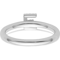 14K White Gold Stackable Ring with Diamond-Accented Initial E by 0