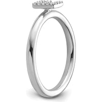14K White Gold Stackable Ring with Diamond-Accented Initial E by 0
