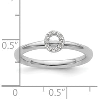 14K White Gold Stackable Ring with Diamond Halo Initial "O" - Size 7 by 0