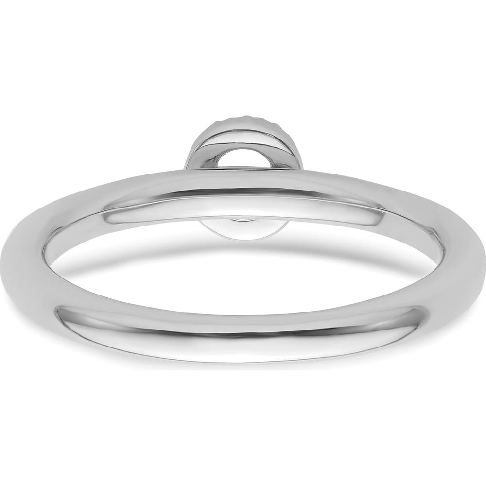 14K White Gold Stackable Ring with Diamond Halo Initial "O" - Size 7 by 0