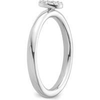 14K White Gold Stackable Ring with Diamond Halo Initial "O" - Size 7 by 0