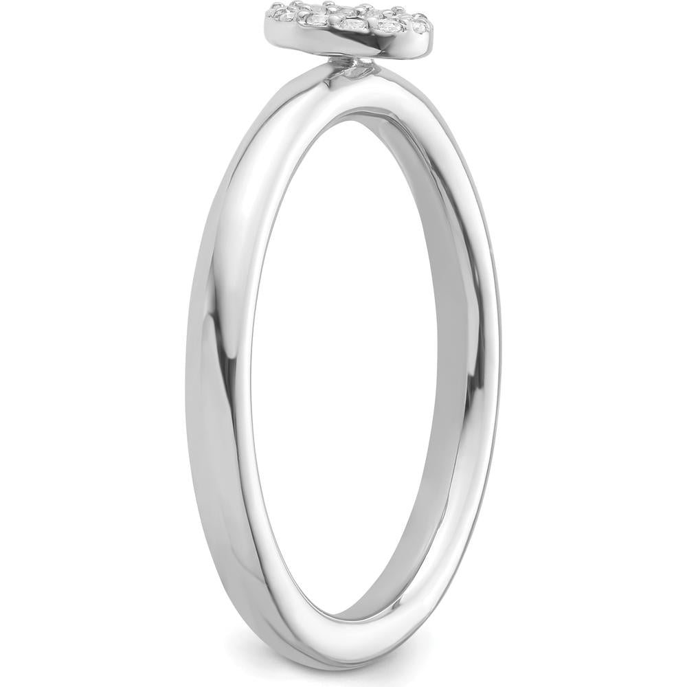 14K White Gold Stackable Ring with Diamond Halo Initial "O" - Size 7 by 0