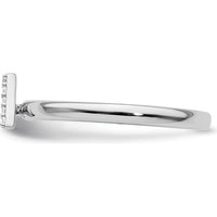 14K White Gold Stackable Ring with Diamond Initial A Motif by 0