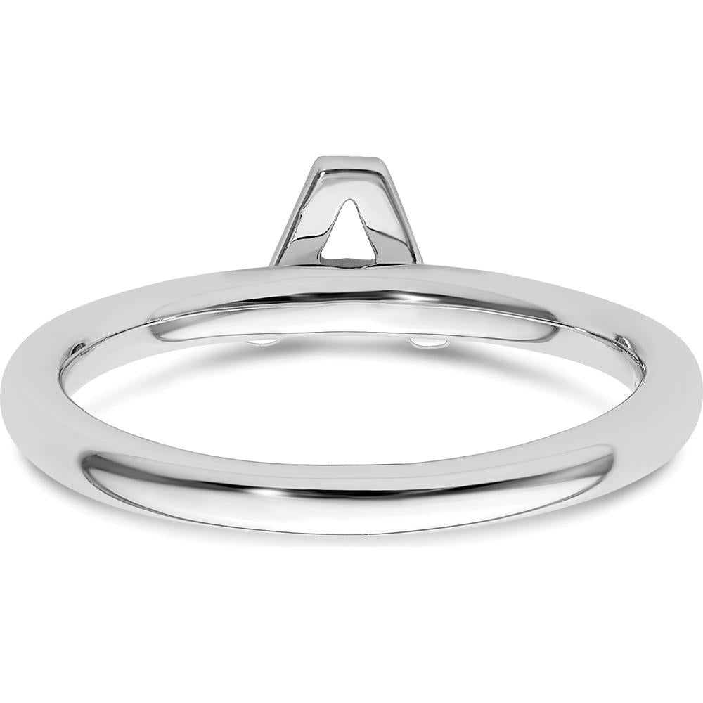 14K White Gold Stackable Ring with Diamond Initial A Motif by 0
