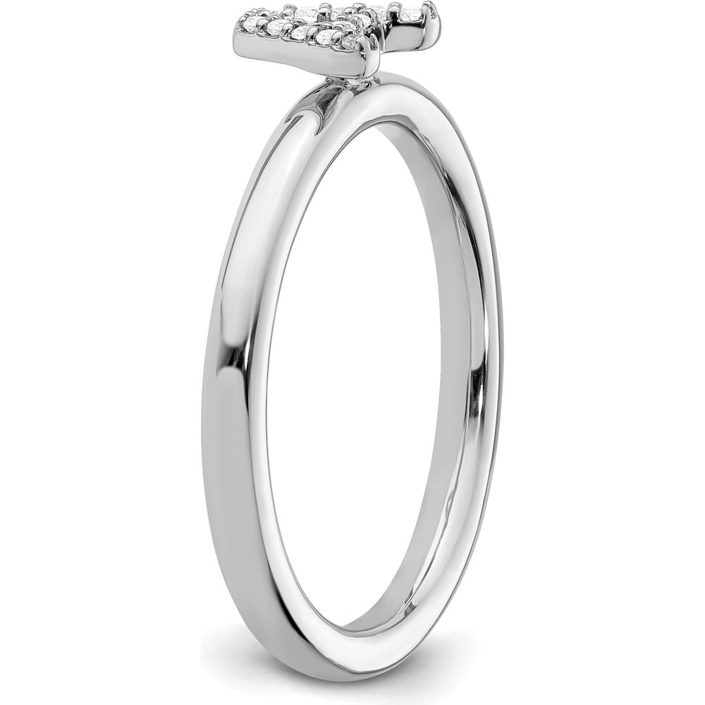 14K White Gold Stackable Ring with Diamond Initial A Motif by 0
