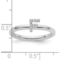 14K White Gold Stackable Ring with Diamond Initial F Accents by 0