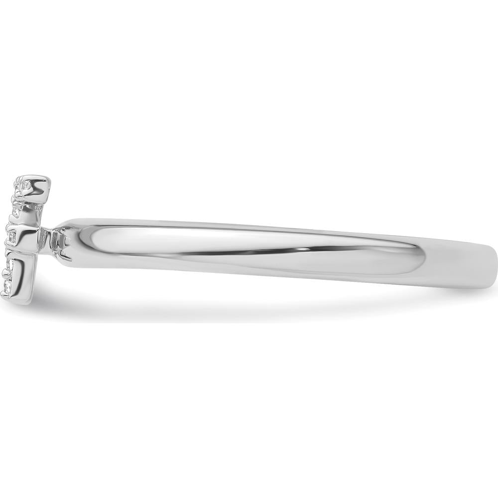 14K White Gold Stackable Ring with Diamond Initial F Accents by 0