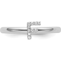14K White Gold Stackable Ring with Diamond Initial F Accents by 0
