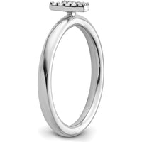14K White Gold Stackable Ring with Pavé Set Diamond Initial V by 0