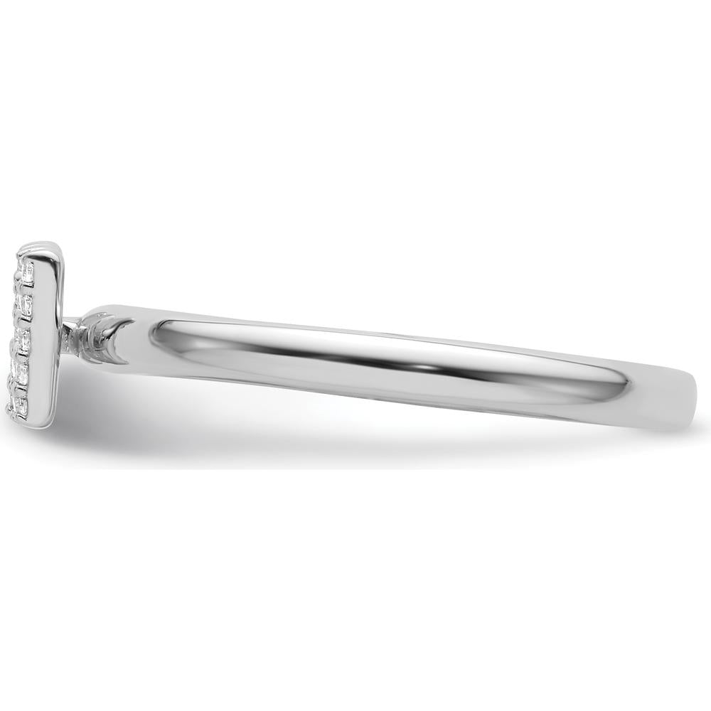 14K White Gold Stackable Ring with Pavé Set Diamond Initial W by 0