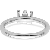 14K White Gold Stackable Ring with Pavé Set Diamond Initial W by 0