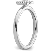 14K White Gold Stackable Ring with Pavé Set Diamond Initial W by 0