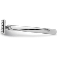 14K White Gold Stackable Ring with Pavé Set Round Diamonds in Initial H Design by 0
