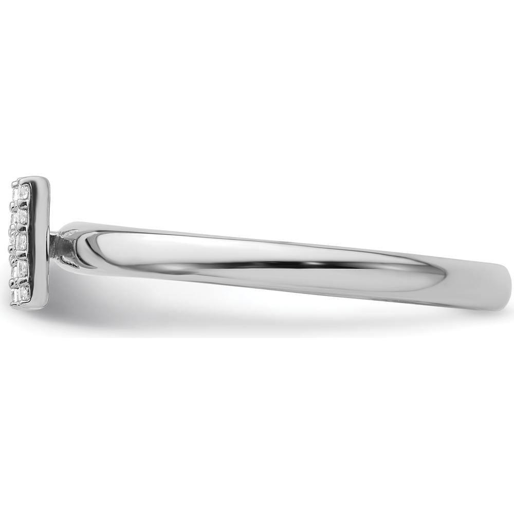 14K White Gold Stackable Ring with Pavé Set Round Diamonds in Initial H Design by 0
