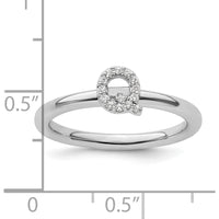14K White Gold Stackable Ring with Pavé Set Round Diamonds in Initial Q Design by 0