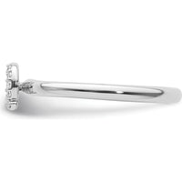 14K White Gold Stackable Ring with Pavé Set Round Diamonds in Initial Q Design by 0