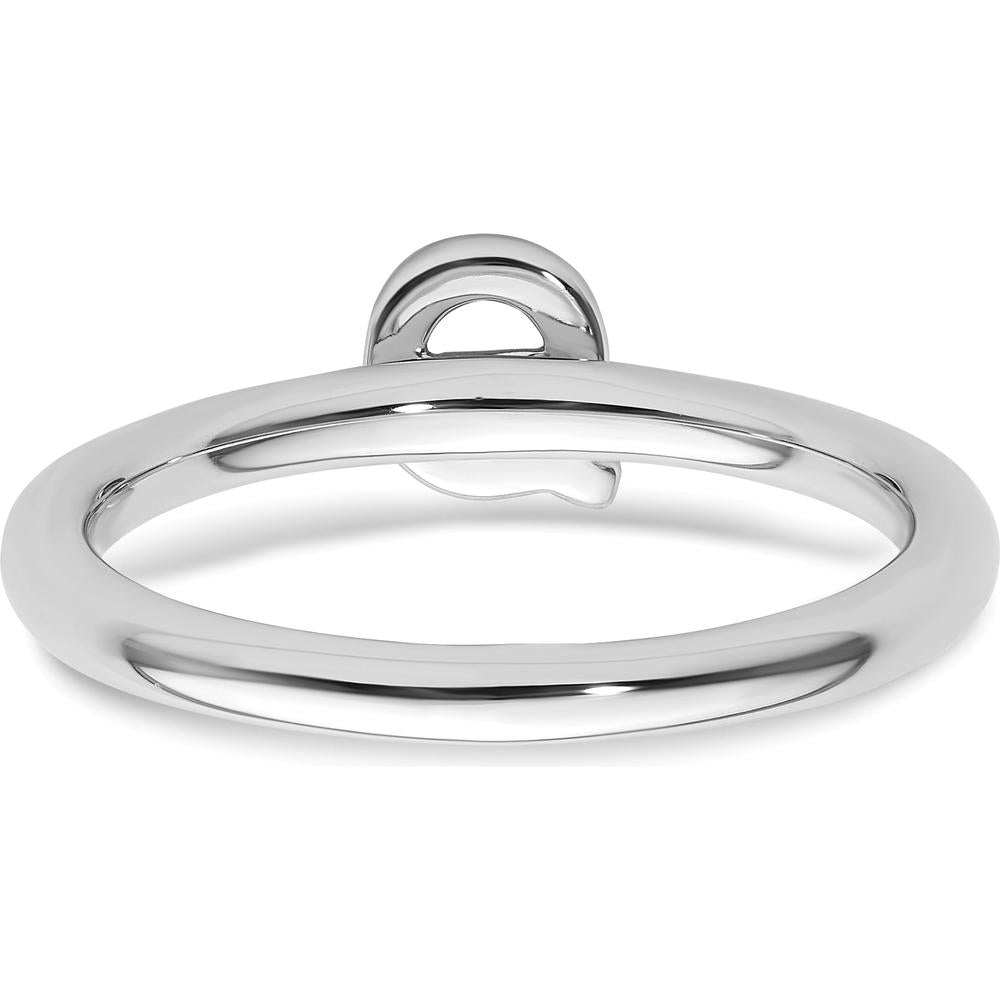 14K White Gold Stackable Ring with Pavé Set Round Diamonds in Initial Q Design by 0