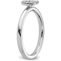 14K White Gold Stackable Ring with Pavé Set Round Diamonds in Initial Q Design by 0