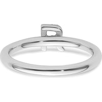 14K White Gold Stackable Ring with Round Diamond Initial R Motif by 0