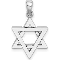 14K White Gold Star of David Charm Pendant with Rhodium Plating by Oro Pregiato