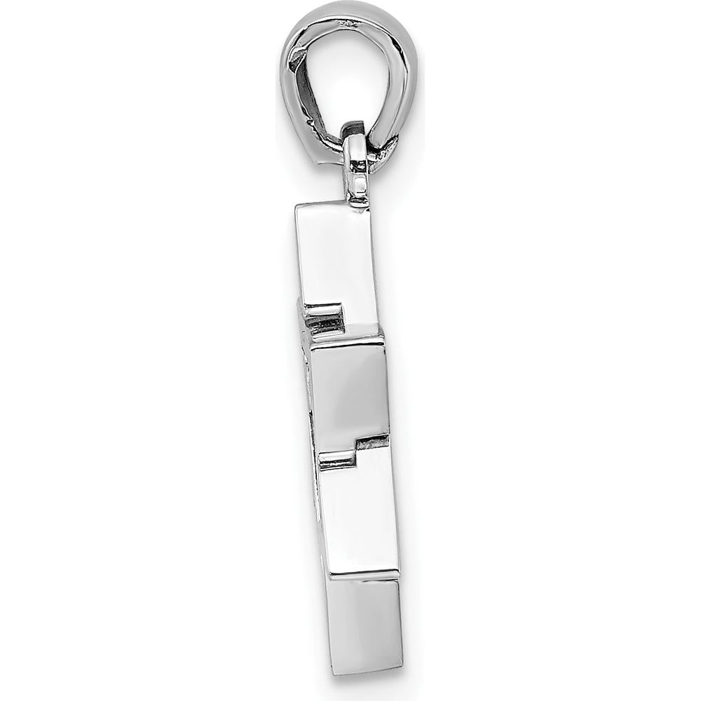 14K White Gold Star of David Charm Pendant with Rhodium Plating by Oro Pregiato