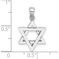 14K White Gold Star of David Charm Pendant with Rhodium Plating by Oro Pregiato