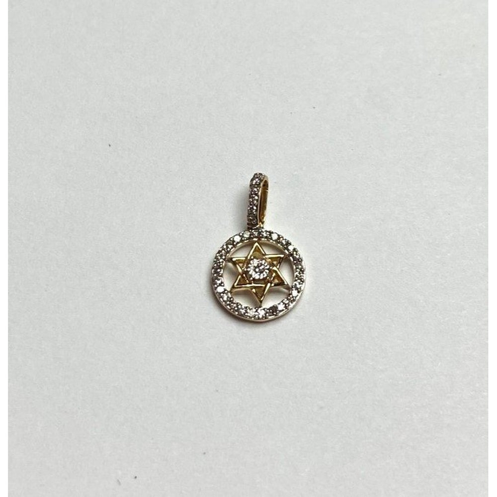 14K White Gold Star of David Halo Pendant with Pavé Set Round Diamonds - 0.12 Carat Total Diamond Weight by Auriventus