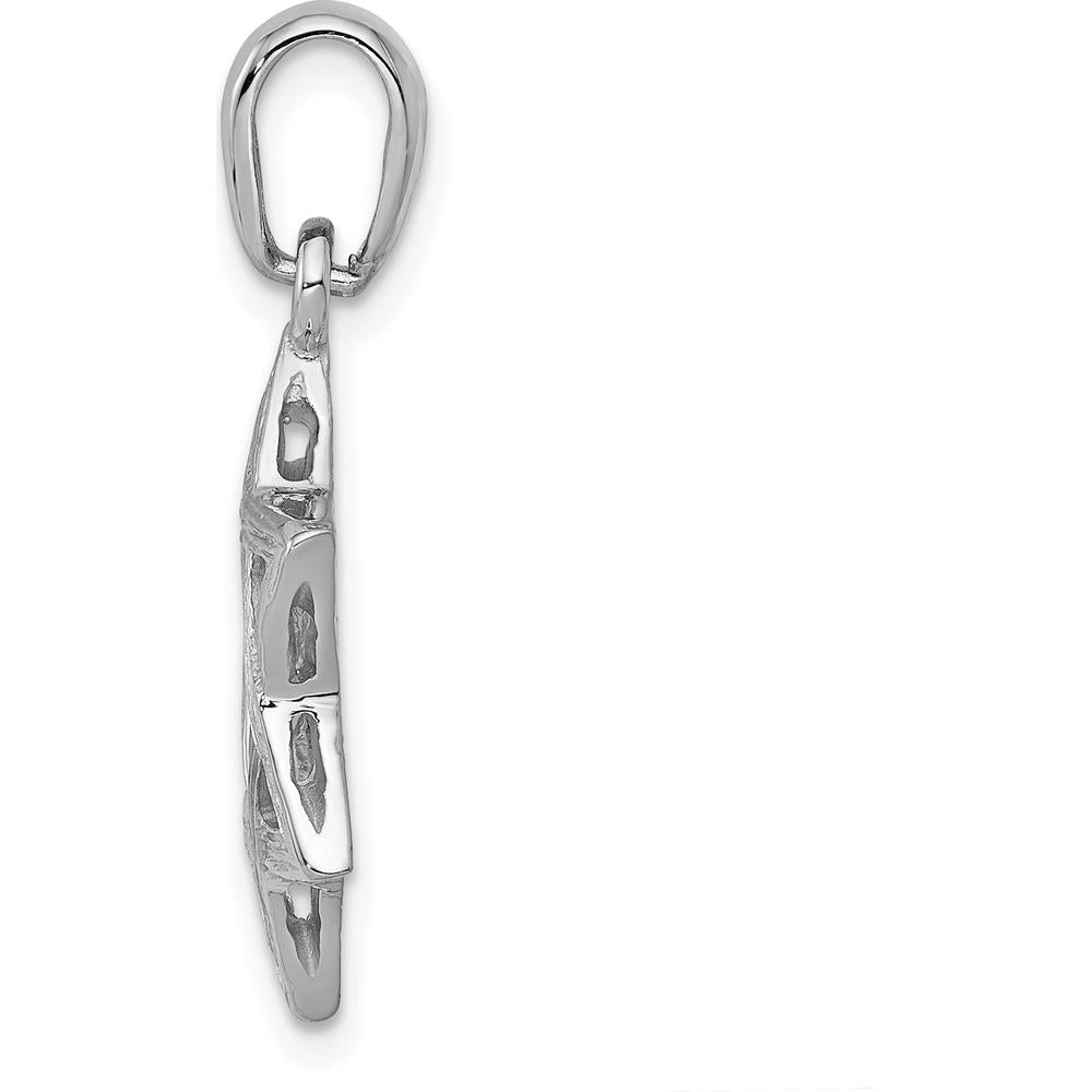 14K White Gold Star of David Pendant with Rhodium Plating - 24mm x 15mm by Oro Pregiato