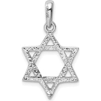 14K White Gold Star of David Pendant with Rhodium Plating - 24mm x 15mm by Oro Pregiato