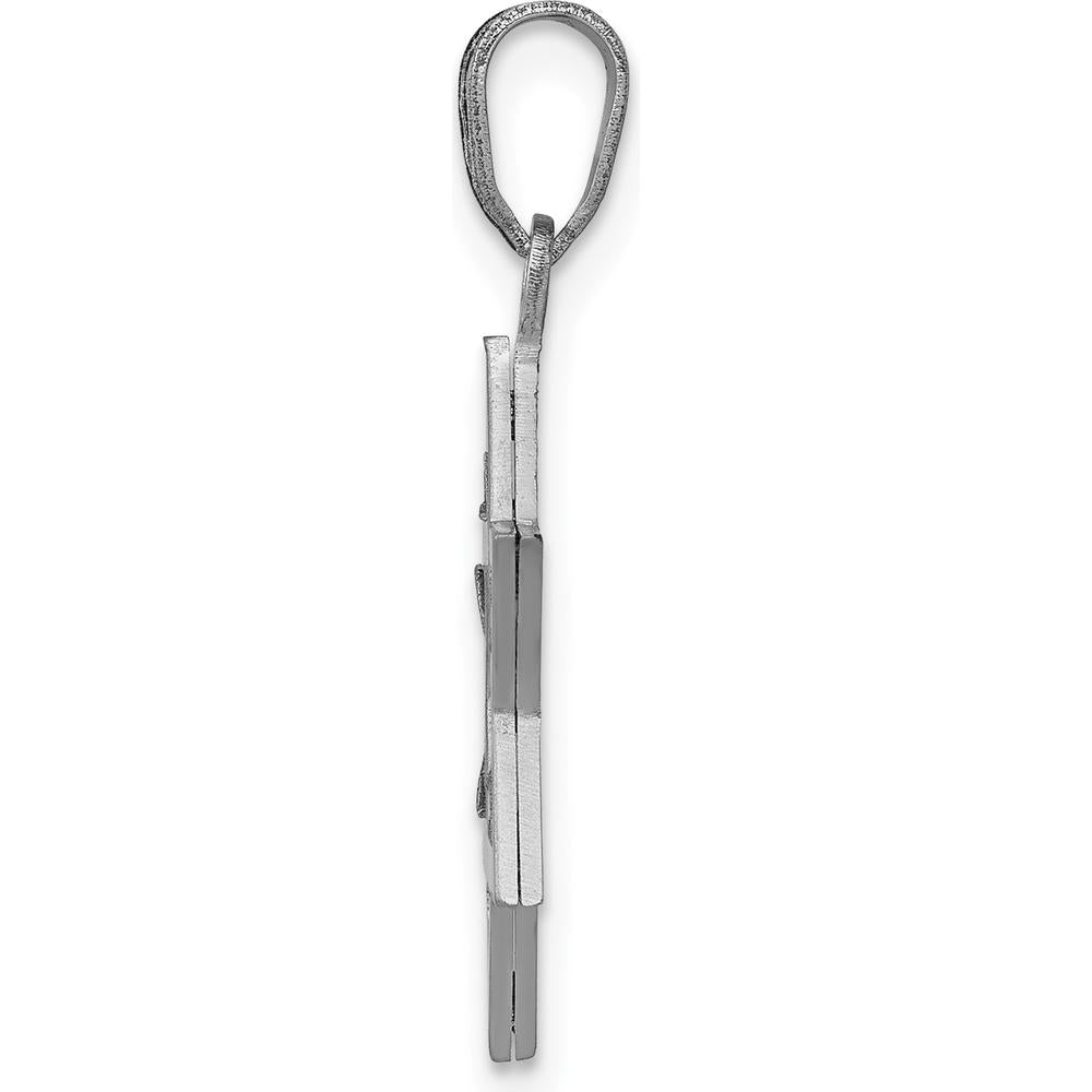 14K White Gold Star of David Pendant with Rhodium Plating - 25mm Length, 16mm Width by Oro Pregiato