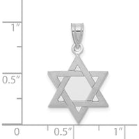 14K White Gold Star of David Pendant with Rhodium Plating - 25mm Length, 16mm Width by Oro Pregiato