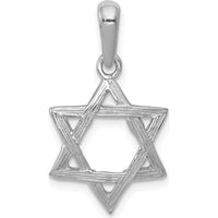 14K White Gold Star of David Pendant with Rhodium Plating - 25mm Length by Oro Pregiato