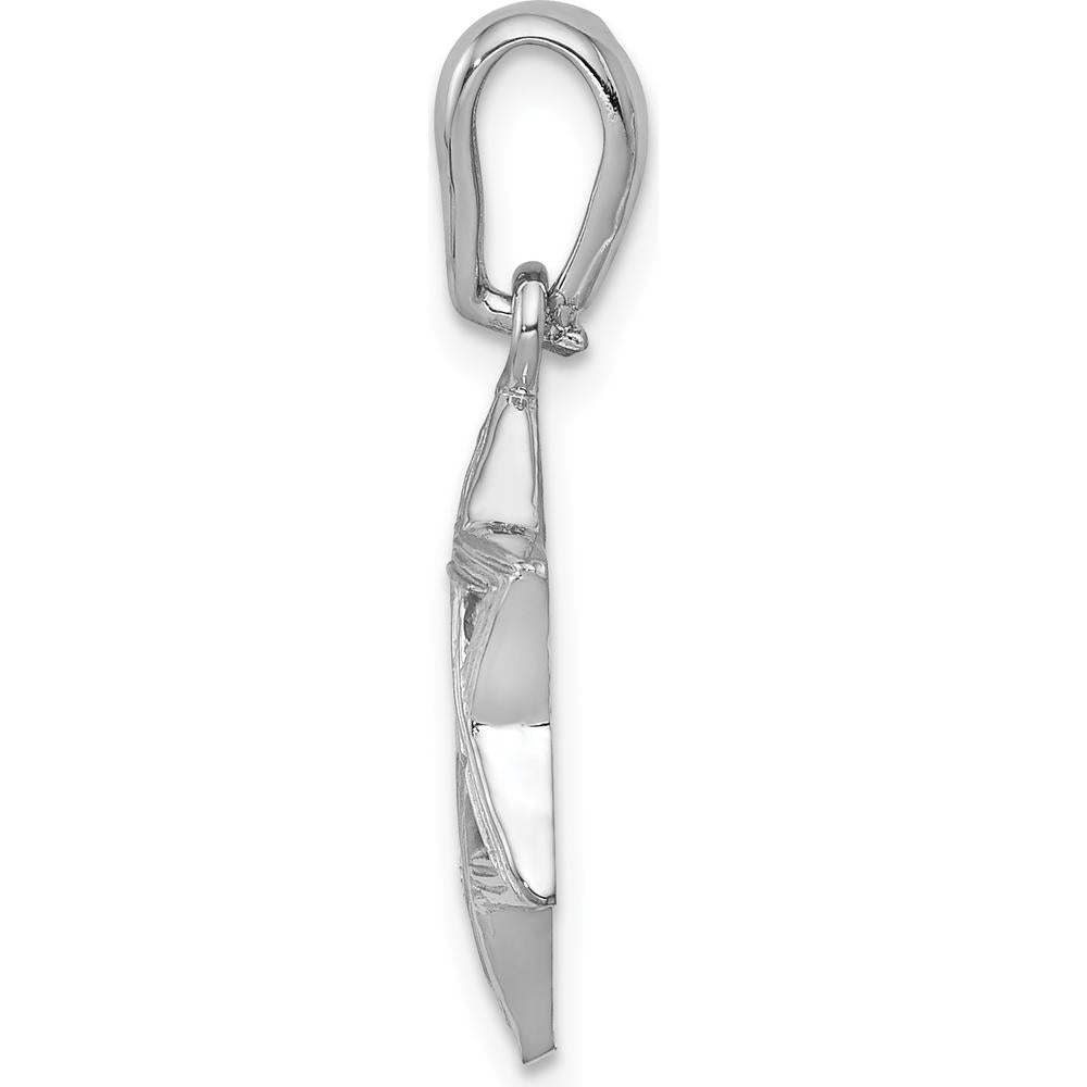 14K White Gold Star of David Pendant with Rhodium Plating - 25mm Length by Oro Pregiato