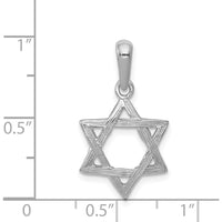 14K White Gold Star of David Pendant with Rhodium Plating - 25mm Length by Oro Pregiato